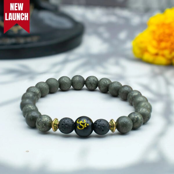 1_2 Raw Pyrite Bracelet with Om bead