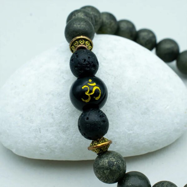 2_2 Raw Pyrite Bracelet with Om bead