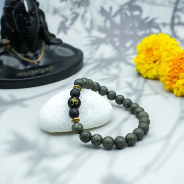 3_2 Raw Pyrite Bracelet with Om bead