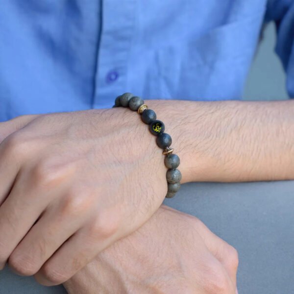 4_2 Raw Pyrite Bracelet with Om bead