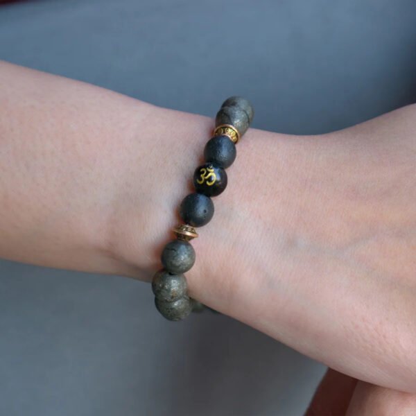5_1 Raw Pyrite Bracelet with Om bead